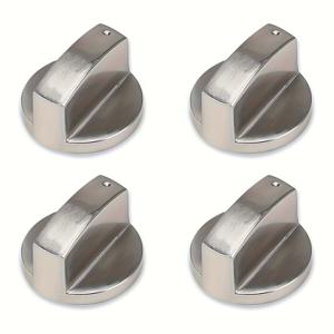 TEMU 가스레인지 손잡이 4개, 실버 가전제품 손잡이, 메탈 범용 6mm 가스레인지 제어 스위치 손잡이, 스위치 다이얼, 주방 모델에 적합, 실버 어댑터 오븐, 조리 표면 가스레인지 오븐 버튼.