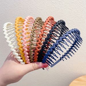 TEMU 7개 솔리드 컬러 물결 모양 헤어밴드 (치아 포함), 클래식 컬러 헤어밴드, 미니멀 스타일 헤어 액세서리, 얼굴 세안 중 흔드는 머리카락 관리에 완벽.