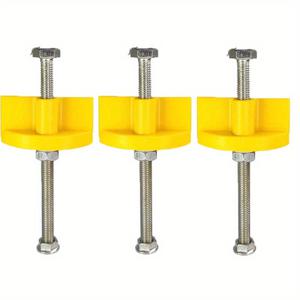 TEMU 3pcs 노란색 수동 타일 위치자 벽 타일, 높이 조절 기능, 금속 구조, 전기 필요 없음, 세라믹 및 포르셀라인 타일 설치에 완벽한 타일 설치 도구 | 조절 가능한 타일 배치 | 금속 마감, 타일 레벨러