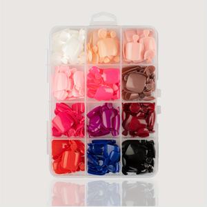 TEMU 288개 짧은 사각 착용 가능한 네일 12색 밝은 표면 단색 발톱 네일 멀티 컬러 아크릴 인조 네일 세트 여성용 네일 아트 DIY