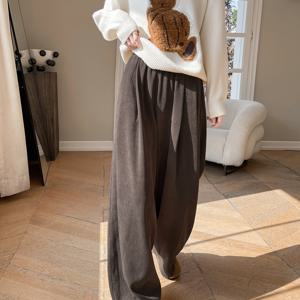 TEMU 2024년 신상 여름/가을 여성용 와이드 레그 캐주얼 바지. 편안한 핏과 작은 키를 위한 좁은 핏 버전으로 구성되어 있습니다.|냉장고바지|바지|여성의류