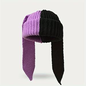 TEMU 1개 여성용 오버사이즈 스트레치 토끼 귀 모자 - 겨울용 따뜻한 대형 머리 모자, 조절 가능한 끈, 귀여운 토끼 귀 & 다양한 색상 옵션 (블랙/화이트/핑크/블루/그린), 테마 파티 및 추운 날씨용