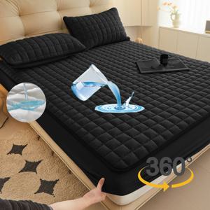 TEMU 1개 단색 방수 침대시트 (베개커버 제외) 퀼트 매트리스 커버 소재로 부드럽고 편안함. 세탁기 사용 가능한 피트드 침대시트 11.8인치, 기숙사, 침실, 게스트룸에 적합