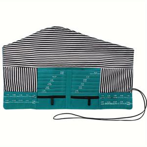 TEMU 코바늘 보관 가방, 교체 가능한 원형 뜨개질 바늘 가방, 뜨개질 및 코바늘 액세서리용 접이식 휴대용 메이크업 파우치 (빈 가방).