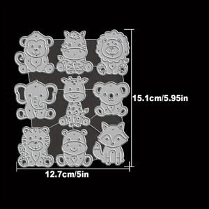 TEMU 오리지널 러블리 앉아있는 동물 원숭이 얼룩말 사자 코끼리 기린 코알라 호랑이 하마 여우 금속 커팅 다이 컷 다이 생일 결혼식 장식 스크랩북 종이 공예 몰드 DIY 스크랩북 & 스탬핑 스텐실 용품