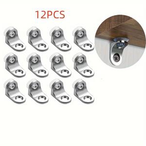 TEMU 벽걸이용 클램프가 있는 단단한 아연 합금 책장 브래킷 12개, 가구 파티션 지지대, 둥근 모서리, 매우 두꺼운 책장 캐비닛 프레임, 은색 고정 지지 핀.