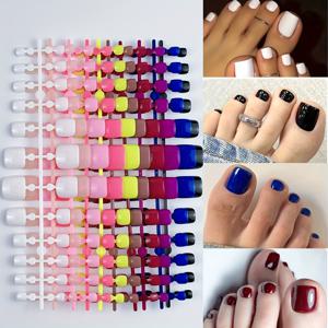 TEMU 240개 박스형 쇼트 스퀘어 토 네일, 10가지 색상 혼합 프레스온 인조 네일, 여성을 위한 단색 글로시 아크릴 풀 커버 네일 팁, DIY 네일 아트, 혼합 색상, 스퀘어 모양, 쇼트 길이