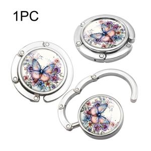 TEMU 나비 디자인 주석 합금 지갑 걸이, 캐주얼 스타일 접이식 핸드백 후크, 가정 및 소매용 휴대용 테이블 백 거치대