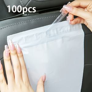 TEMU 100개 세트 폴리에틸렌 자체 접착 쓰레기 봉투 - 자동차, 사무실, 주방, 테이블, 욕실 사용을 위한 접이식 및 다목적