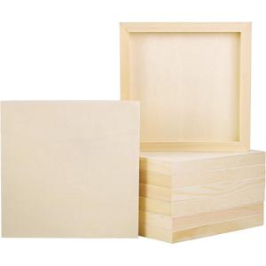 TEMU 8개 미완성 목재 패널 20x20cm - 유화 및 아크릴 페인트로 그림 그리기, 염색 및 예술 프로젝트에 적합|아크릴물감
