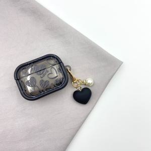 TEMU 아이폰 이어폰 케이스, 에어팟 1/2세대 이어폰 케이스, 에어팟 3/4/Pro/Pro2/ 이어폰 보호 커버, 새로운 스타일 무선 이어폰 보호 케이스, 에어팟 3/4/Pro/Pro2/ 이어폰 보호 쉘, 남자친구/ 선물용 1개 블랙 하트 + 펜던트 이어폰 케이스