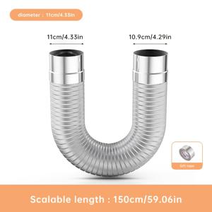 TEMU Musurjoy 1개 59인치 길이 알루미늄 합금 연기 파이프, 연기 배출용, 야외 캠핑 텐트 스토브 액세서리, 나무 연소 스토브 벽난로 연기통 연장 및 방향 파이프, 욕실 액세서리, 알루미늄 포일 테이프 및 기타 피팅 포함|캠핑용품