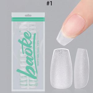 TEMU 보케 네일 팁 240개 업그레이드 매트 소프트 젤 풀 커버 네일 팁 파일 없음, 사전 형태의 클리어 아크릴 젤리 네일 팁 DIY 프레스 온 네일에 적합|네일팁