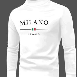 TEMU 청소년 이탈리아 국기 & 밀라노 이탈리아 패턴 티셔츠 - 네이비 블루 긴팔 하이넥 스웨터 탑, 캐주얼 겨울 보온, 이탈리아 국기 색상 (녹색/빨간색/흰색) - 유니폼 또는 캐주얼 의상, 청소년용