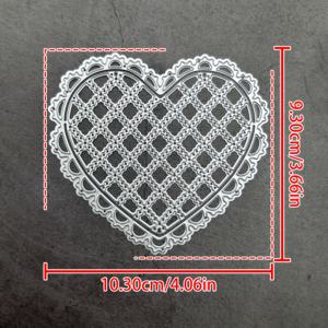 TEMU 1개 우아한 하트 레이스 패턴 금속 커팅 다이 - DIY 엠보싱, 사진 앨범 및 인사말 카드 제작을 위한 복잡한 스크랩북 스텐실, 봄 테마 장식용 종이 아트 도구, 카드 만들기 도구|엠보싱 액세서리|복잡한 스텐실, 재사용 가능한 스텐실