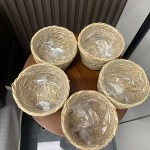 TEMU 5pcs 수제 짠 꽃병, 미니, 노르딕 스타일, 빈티지, 짠 섬유, 경량, 창의적인 매달린 바구니와 함께, 실내 실외, 녹색 식물, 수크쿨렌 꽃병