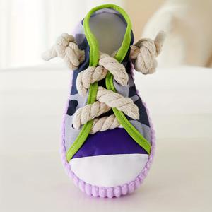 TEMU 인터랙티브 개 장난감 - 견고한 캔버스 로프 노트 슬리퍼, 모든 품종 크기에 적합, 투기전 및 치아 갈기 놀이, 에너지 소모