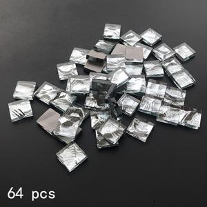 TEMU 64개 반짝이는 은색 유리 , 크기 0.591 X 0.591인치, 창의적인 공예 부재 재료를 위한 은색 사각 타일, 장식용, 액자, 코스터 및 주얼리 박스 제작을 위한 입자 아트 프로젝트 용품.