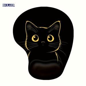 TEMU 1 인체공학적 고양이 패턴 마우스 패드 (손목 받침 포함) | 탄성 젤 지지, 미끄럼 방지 고무 베이스, 게이밍, 컴퓨터, 사무실, 가정, 직장, 학습에 적합 - 완벽한 휴일 선물