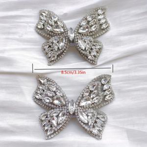 TEMU 2개 신발 및 부츠 액세서리, 은색 나비 투명 라인스톤 물방울 타입 신발끈 장식 버클, 다용도 스포츠화/신발 등