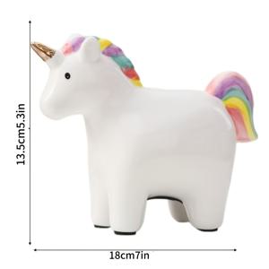 TEMU 유니콘 세라믹 조각상, 돈을 저금하는 동전 저금통, 동물 장식품.