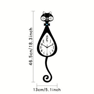 TEMU 스윙 테일 기능이 있는 장난기 넘치는 만화 고양이 벽시계 1개. 틱 소음 없이 조용하게 작동하며, 방, 거실 및 주방 장식에 이상적입니다. 독특한 홈 데코 아이템으로 고양이 애호가를 위한 선물로 완벽합니다.