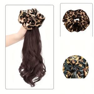 TEMU 프린트 클로 클립 롱 컬리 포니테일 가발 - 18인치 클립인 합성 헤어피스, 여성용 - 머릿결에 볼륨과 스타일을 더하며 할로윈 및 크리스마스에 적합.