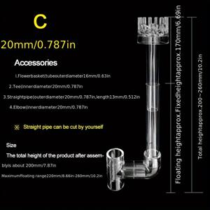 TEMU 물고기 탱크 필터 청소용 스핀 표면 유입/유출 디자인 아크릴 어항 스키머 1개, 투명한 PMMA 소재, 수질 및 산소 공급 향상, 수생 식물 및 양서류에 이상적, 어항 필터