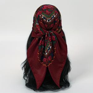 TEMU 여성을 위한 1pc 빈티지 스타일 폴리에스터 스카프 - 부드럽고 흐르는 파이즐 패턴, 꽃 자수, 바람과 햇빛에 방지, 기계 세척 가능, 100% 폴리에스터, 리본 디테일이 있는 세련된 헤드랩, 세련된 헤드랩 | 생동감 있는 스카프 | 내구성 있는 헤드가드, 헤드 랩