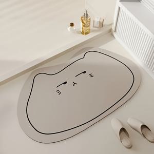 TEMU 사랑스러운 만화 다이아톰 머드 욕실 매트 - 빠른 건조, 미끄럼 방지, 초소재, 욕실, 세탁실 및 현관 장식에 적합