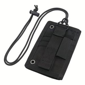 TEMU 전술 ID 카드 홀더, 빠른 리프 패치, 조절 가능한 목 레인드, 펜 정리함 - 안전한 ID 태그, 펜 보관, 쉽게 액세스할 수 있는 지속 가능한 폴리아미드 배지 홀더, 안전한 보관 솔루션 | 세련된 검은 색 디자인 | 지속 가능한 폴리아미드, 지갑용 레인드