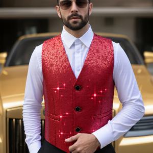 TEMU 남성용 무대 공연 의상, 반짝이는 스팽글 조끼, 사진 촬영, MC, 가수, 진행자에게 적합.