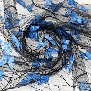 TEMU 1개 정교한 메쉬 자수 입체 나비 블랙 실 레이스 원단, 재봉용 원단, 수제 DIY 원단, 길이 36/108/180인치, 폭 59인치, 80gsm 정사각형 중량