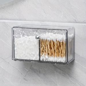 TEMU 욕실용 투명 벽걸이 수납 용기, 메이크업, 면봉, 면봉, 헤어 클립, 치실 정리를 위해 설계된 정리함