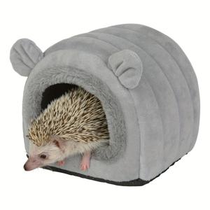 TEMU 침대 동굴 은신처, 햄스터 및 기니피그용 소형 동물 케이지 용품 - 회색