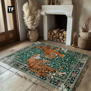 TEMU 강력한 호랑이 디자인을 갖춘 고급 벨벳 지역 러그, 욕실, 게임 룸, 거실, 침실 등 다양한 공간에 적합합니다. 이 기계 세척 가능한 카펫은 청소가 용이하며, 미끄럼 방지 및 세련된 스타일로 봄과 여름에 이상적인 선택입니다.