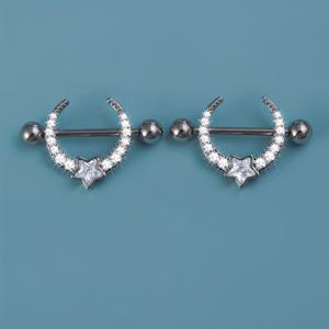 TEMU 2/4개 달 & 별 모양 바디 피어싱 바벨 링 인조 피어싱 여성 남성용 쥬얼리