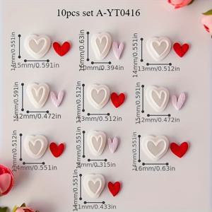 TEMU 데이 폴리머 클레이 하트 커터 세트 10개 - DIY 귀걸이, 펜던트, 참 및 선물 만들기용 미니 하트 모양 몰드
