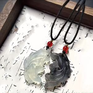 TEMU 커플용 평화로운 고대 스타일 수묵 물고기 커플 펜던트 2개 세트, 일상 착용 및 홈 데코 선물로 적합