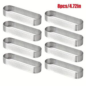 TEMU 프랑스 디저트, 무스 케이크 & 과일 파이에 적합한 8개 스테인리스 스틸 타원형/테이퍼 몰드 - 다용도 베이킹용 내구성 430 스틸 페이스트리 팬, 전문 주방용