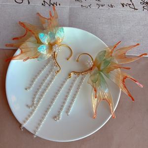 TEMU 물고기 공주 요정 귀 끈, 뾰족한 물 요정 귀핀으로 장식되어 있습니다. 세심한 수제 공예 기술로 디자인된 요정으로 감싸진 귀 액세서리, 파티 의상 및 야외 의상에 완벽합니다.