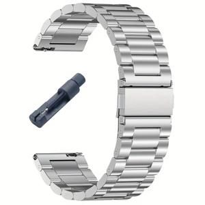 TEMU 스타일리시한 스테인리스 스틸 워치 스트랩, 20mm/22mm/24mm 퀵 릴리즈 디자인 및 스테인리스 버클, , 티크워치, 포실 호환 솔리드 스테인리스 교체 밴드, 화웨이 GT4, 46mm 아마즈핏 Bip/GT/GTS/GTR용, 내구성 있는 전통적인 솔리드 스테인리스 교체 스트랩