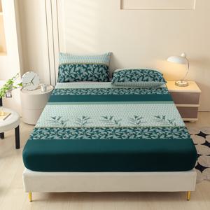 TEMU 3피스 플로럴 피트 시트 세트, 사계절 매트리스 보호커버, 패셔너블 클래식 부드럽고 편안한 딥 포켓 통기성 침구 세트, 침실 게스트룸 데코, 1피트 시트 + 2베개커버, 코어 없음