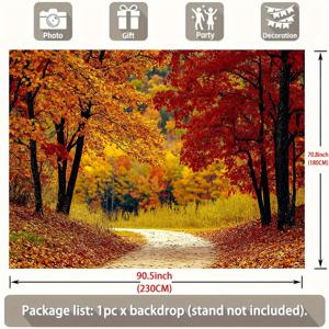TEMU 1pc 생생한 메이플 숲 경로 배경 - 폴리에스터 파티 배너, 가을 잎과 햇빛이 드는 천막으로 홈, 방, 또는 이벤트 장식에 적합 - 사진, 모임, 및 계절 축제에 완벽, 가을 장식 홈