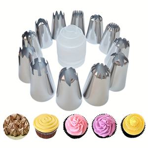 TEMU 13피스 대형 크림 파이핑 노즐, 1.2인치 페이스트리 팁, 대형 커플러 1개, 베이킹 도구 주방 가젯, 케이크 페이스트리 버터 아이싱 치즈 빵 반죽 DIY, 생일 파티, 가족 모임, 휴일 축하, 베이킹 애호가와 베이커를 위한 완벽한 선물