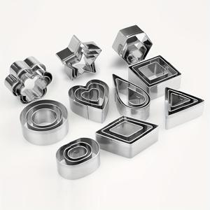 TEMU 미니 쿠키 커터 세트 - 하트, 별, 꽃, 원형, 사각형, 육각형, 타원형, 물방울 모양 - 스테인리스 스틸 쿠키 커터 30개 - 미니 과일 커팅 및 작은 쿠키 커팅 칼을 위한 폴리머 클레이 커터.