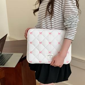 TEMU Macbook 및 Ipad 10/11인치, 13/14인치, .6인치에 적합한 보우노트 자수 노트북 가방, 귀여운 노트북 슬리브.