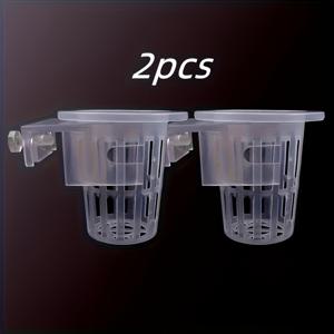 TEMU 2개 조절 가능한 수족관 수생식물 컵, 수경재배용 식물 바구니, 어항 장식용 걸이형 식물 홀더, 조절 가능한 어항 바스켓 컵, 장식에 적합