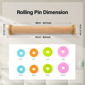 TEMU 조절 가능한 목 롤링 핀 - 두께 링이 있는 완벽한 베이킹, 피자, 파이, 및 더 많은 것에 적합 - 동절기, 부활절, 할로윈, 추수감사절, 크리스마스와 같은 휴일에 이상적인 주방 가제트, 주방 가제트 | 조절 가능한 링 | 내구성 있는 목 롤러, 베이킹 용품 액세서리