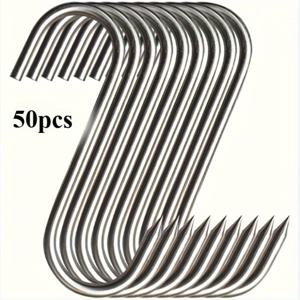 TEMU 50개 대형 18Cm / 7.08In 모던 벽걸이 S자 고리, 설치용, 매끄러운 표면에 걸기 이상적